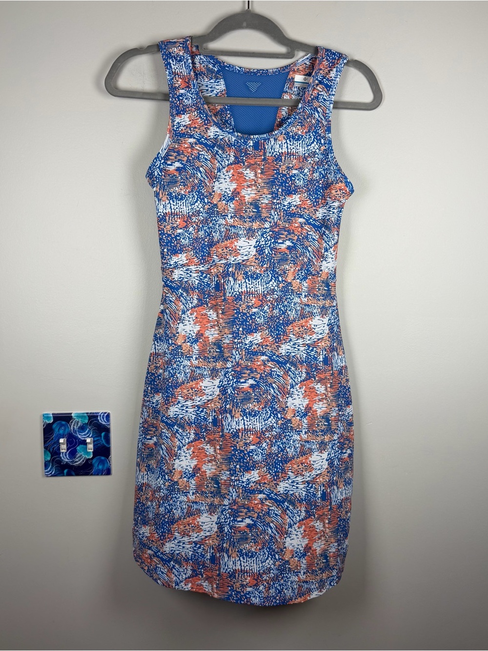 Columbia Women's PFG Freezer III Dress Blue Orange Tank Golf Active Fishing XS